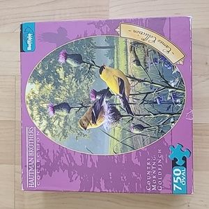 Buffalo Games Hautman Brothers Puzzle Country Morning Goldfinch 750 Piece Oval
